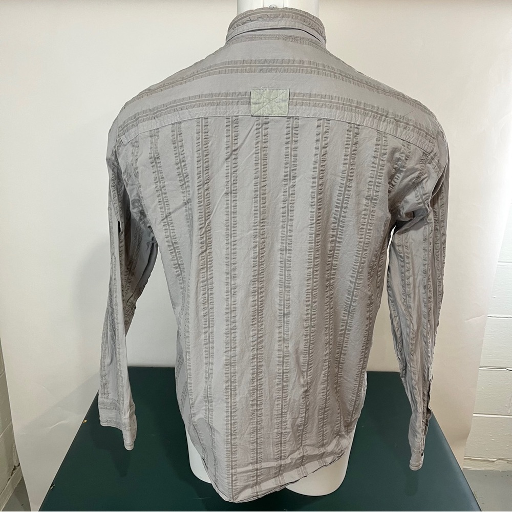 Cabelas Button Shirt Mens Large Gray Striped Nylon Flannel Outdoors (490) - Picture 2 of 8